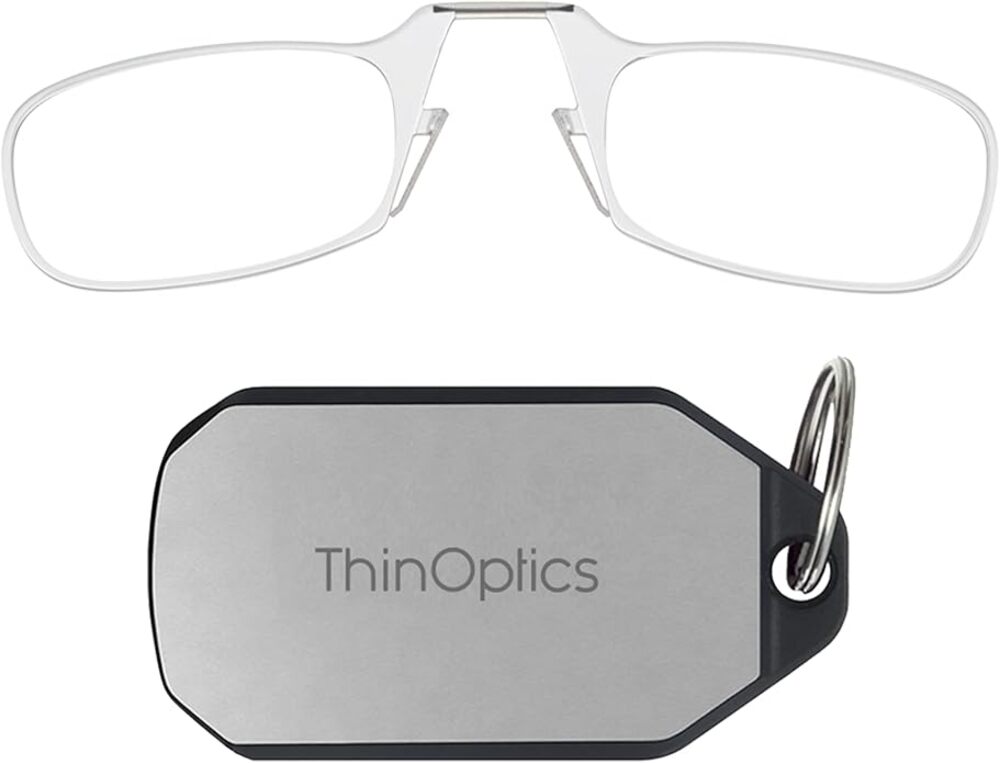NWT ThinOptics Readers Reading Glasses with Keychain Case - 1.5 Strength - Clear